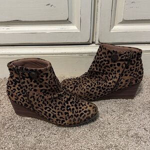 Blowfish Brown Leopard Wedge Ankle Booties